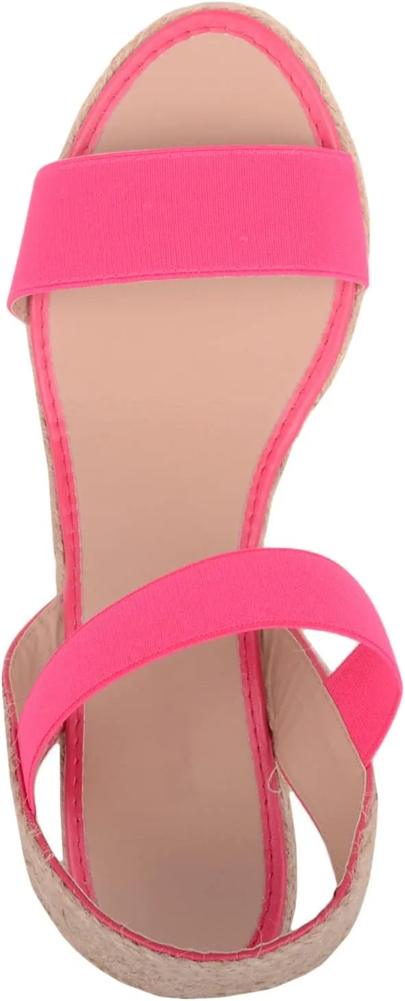 ABSOLUTE FOOTWEAR Womens Wedged Elasticated Strap Woven Contrast Colour Sandals