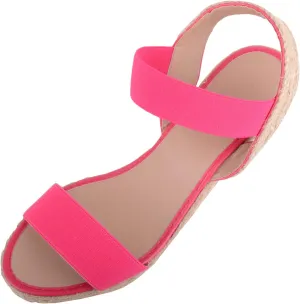 ABSOLUTE FOOTWEAR Womens Wedged Elasticated Strap Woven Contrast Colour Sandals