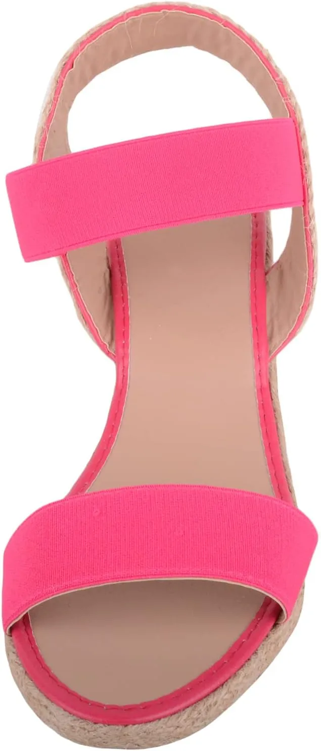 ABSOLUTE FOOTWEAR Womens Wedged Elasticated Strap Woven Contrast Colour Sandals