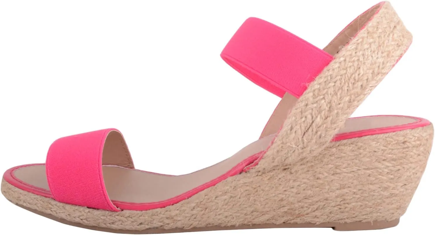 ABSOLUTE FOOTWEAR Womens Wedged Elasticated Strap Woven Contrast Colour Sandals