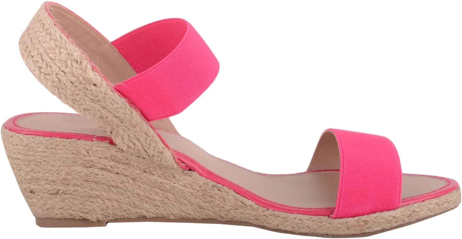 ABSOLUTE FOOTWEAR Womens Wedged Elasticated Strap Woven Contrast Colour Sandals