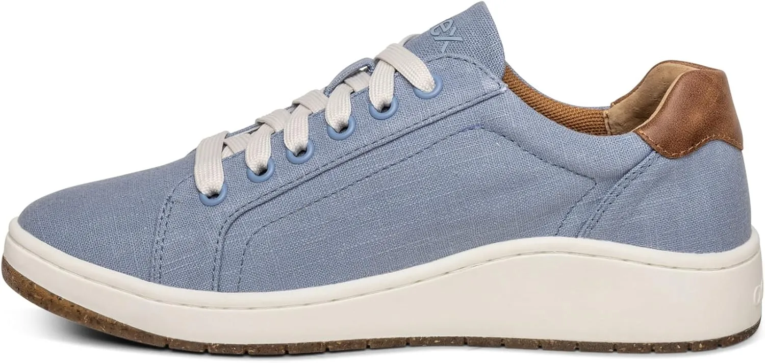 Aetrex Renee Orthopedic Lace Up Arch Support Inserts Super Soft Canvas Womens Sneakers - Plantar Fasciitis Shoes Lightweight Rubber Orthotic Shoes