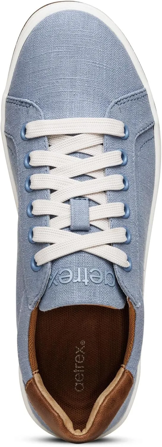 Aetrex Renee Orthopedic Lace Up Arch Support Inserts Super Soft Canvas Womens Sneakers - Plantar Fasciitis Shoes Lightweight Rubber Orthotic Shoes