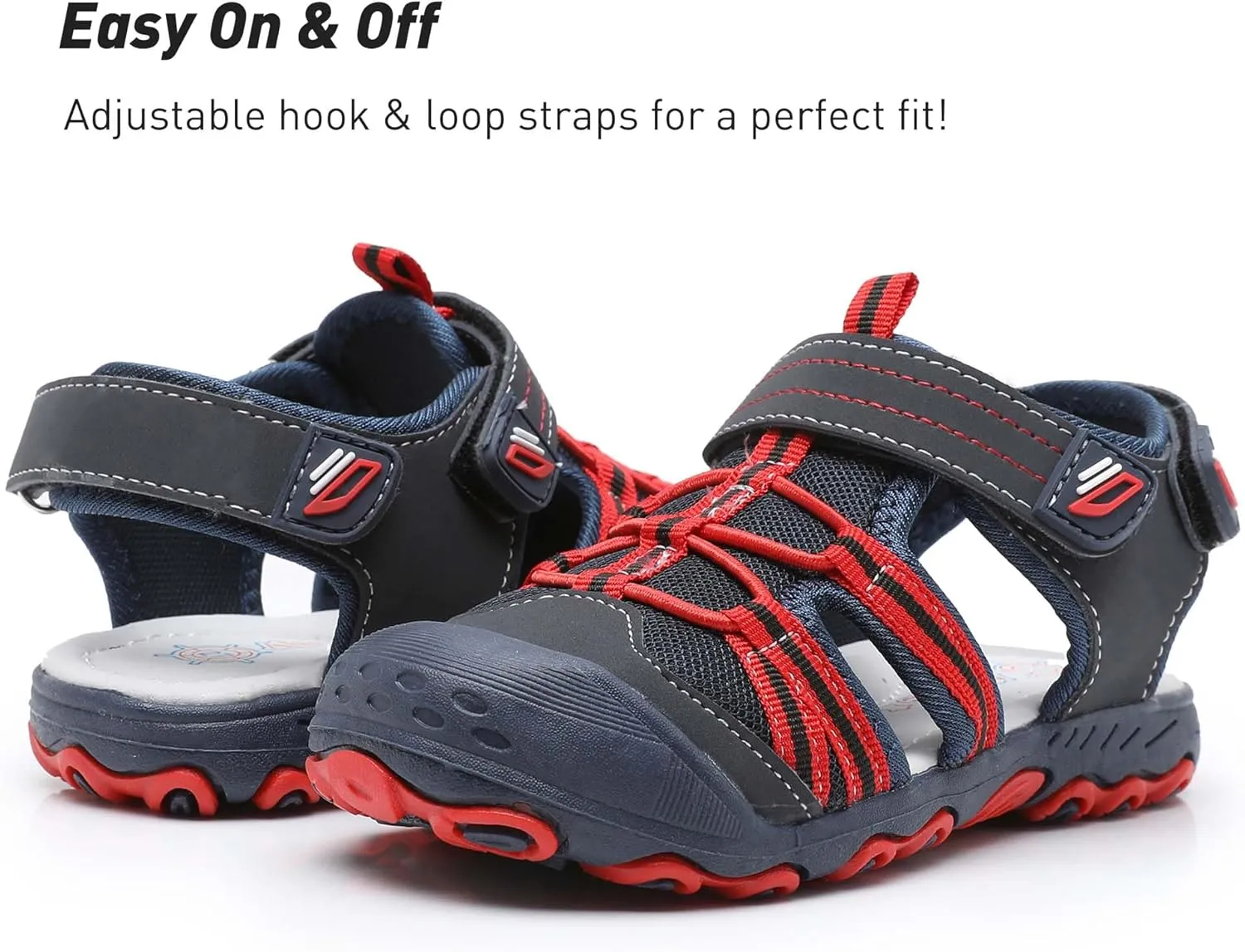Ahannie Boys Girls Outdoor Sport Sandals,Kids Closed Toe Beach Sandals, Toddler Summer Shoes