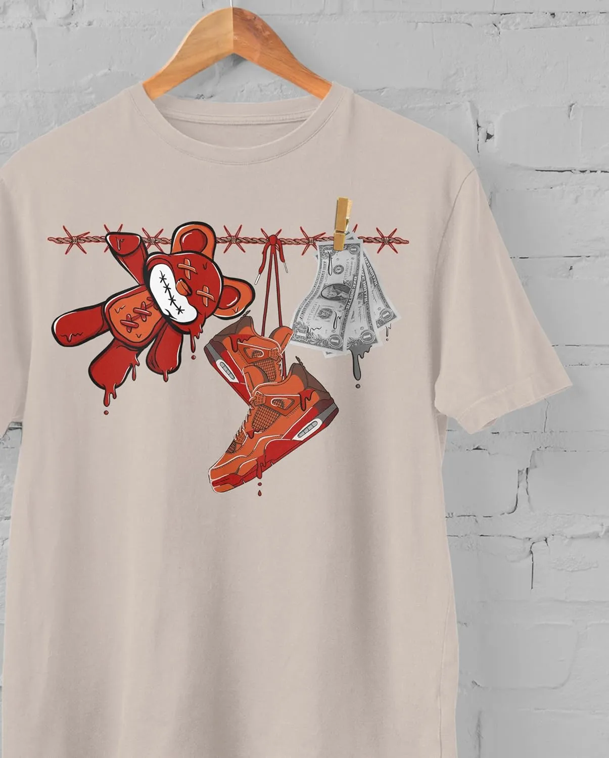 AJ 4 Brick by Brick 4s Shirt, Shoes Drip, Shirts Match Sneakers 2D Sneaker T-Shirt Teee