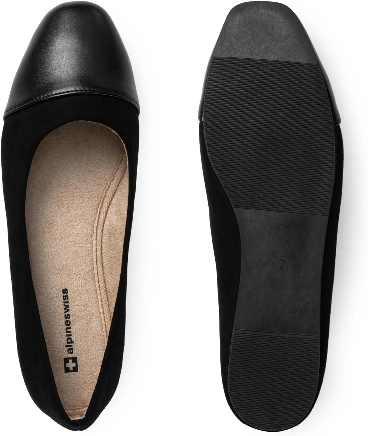 Alpine Swiss Tory Womens Square Toe Ballet Flats Cap Toe Slip On Comfort Shoes