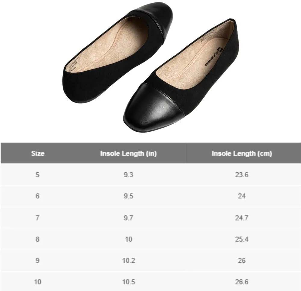 Alpine Swiss Tory Womens Square Toe Ballet Flats Cap Toe Slip On Comfort Shoes