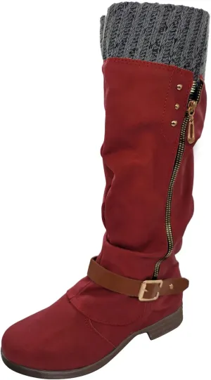 AMDBEL Boots for Women Knee High Wide Calf Boots Low Heel Boots Fashion Comfortable Zipper Long Boots Fall Winter Shoes
