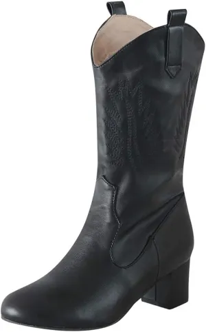 AMDBEL Wide Calf Boots for Women Low Heel Womens Fall Boots 2024 Western Cowboy Boots Embroidered Cowgirl Fashion Booties