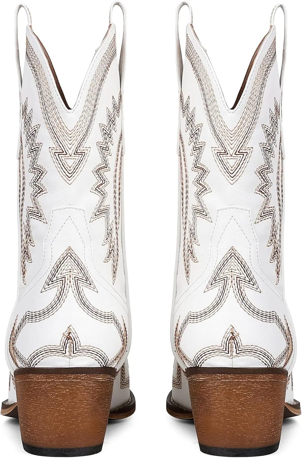AMINUGAL Cowgirl Boots Chunky Heel Cowboy Boots for Women Pointed Toe Pull On Western Boots Women's Ankle Boots Country Concert Fashion Retro Metallic Booties