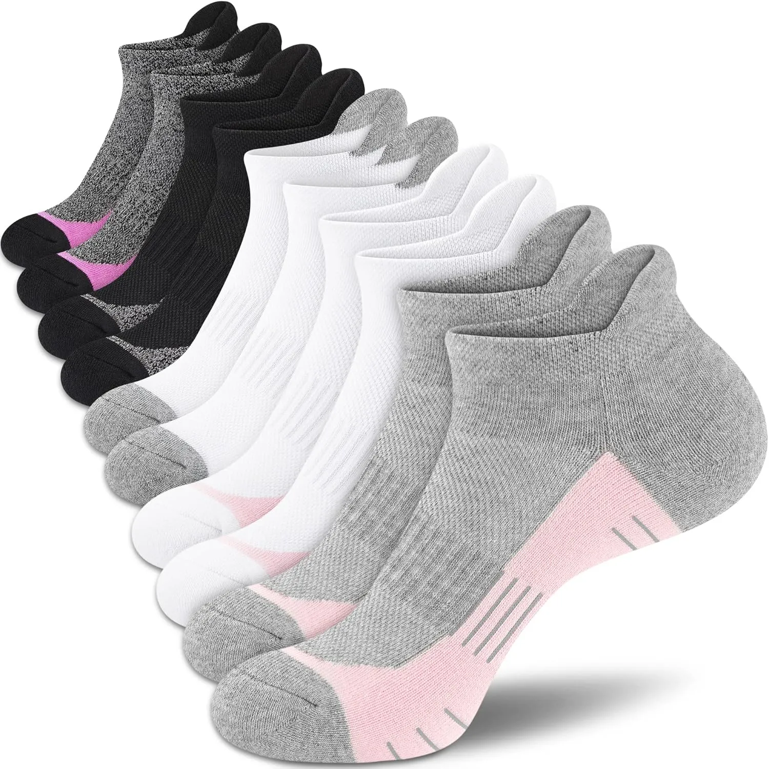 Ankle Socks Women Athletic No Show Socks Running Comfort Cushioned 5-Pairs