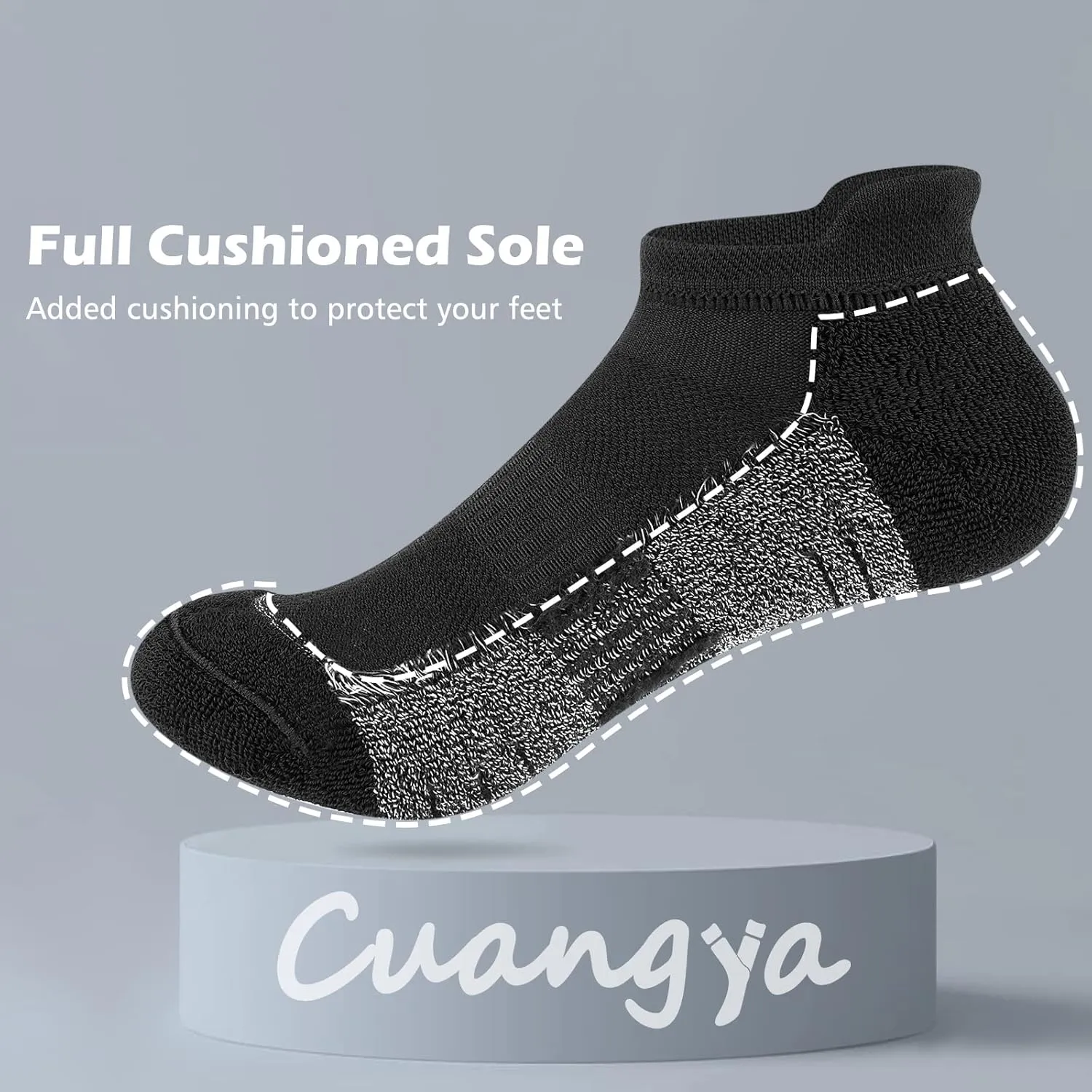Ankle Socks Women Athletic No Show Socks Running Comfort Cushioned 5-Pairs