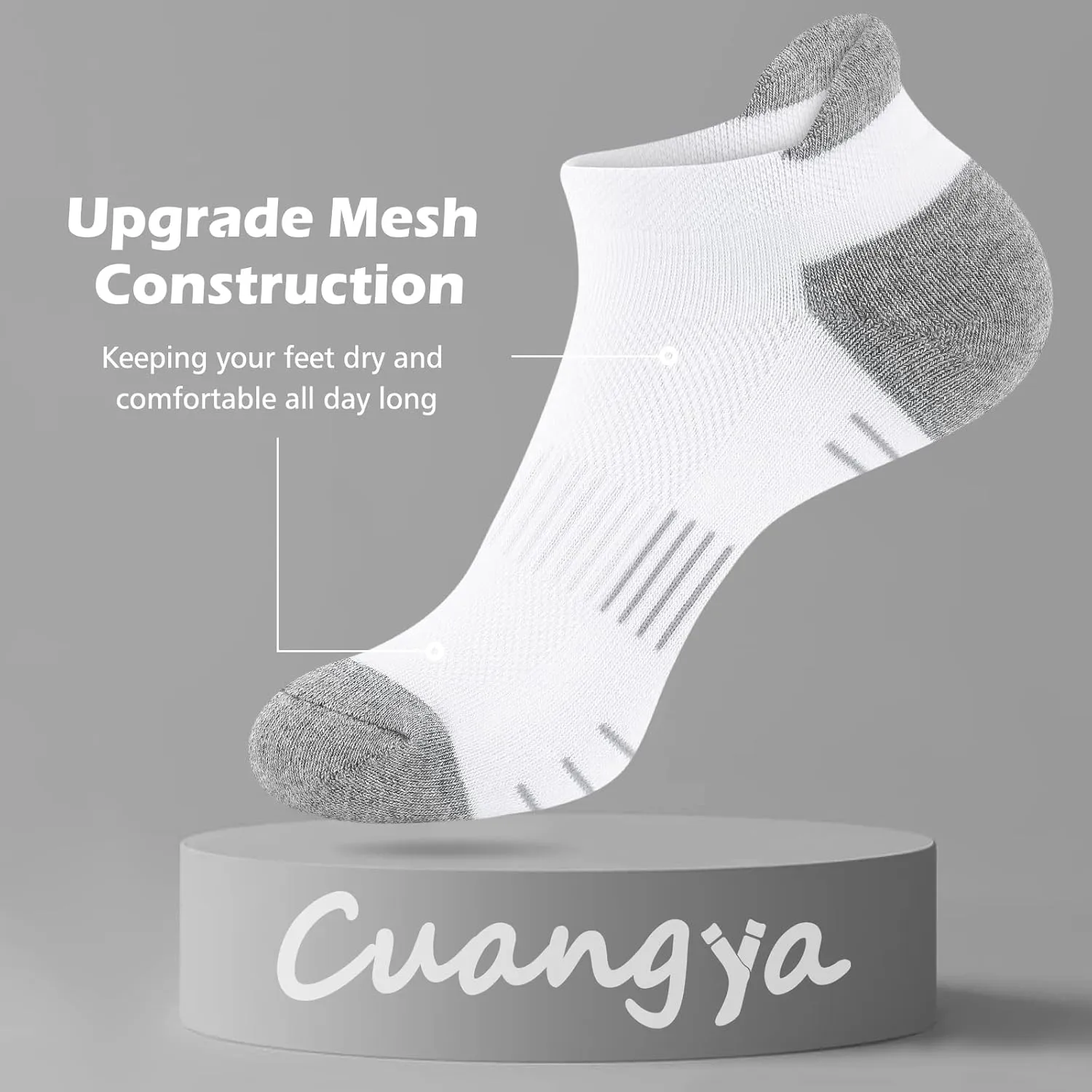 Ankle Socks Women Athletic No Show Socks Running Comfort Cushioned 5-Pairs