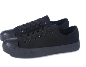 ANTLULU Womens Canvas Shoes Low Top and Lace up Fashion Casual Sneakers Black and White Classic