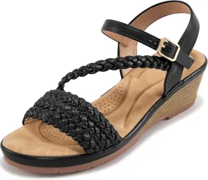 Aomigoct Wedge Sandals for Women Dressy: Comfortable Strappy Womens Platform Sandals - Casual Summer Wedding Walking Shoes