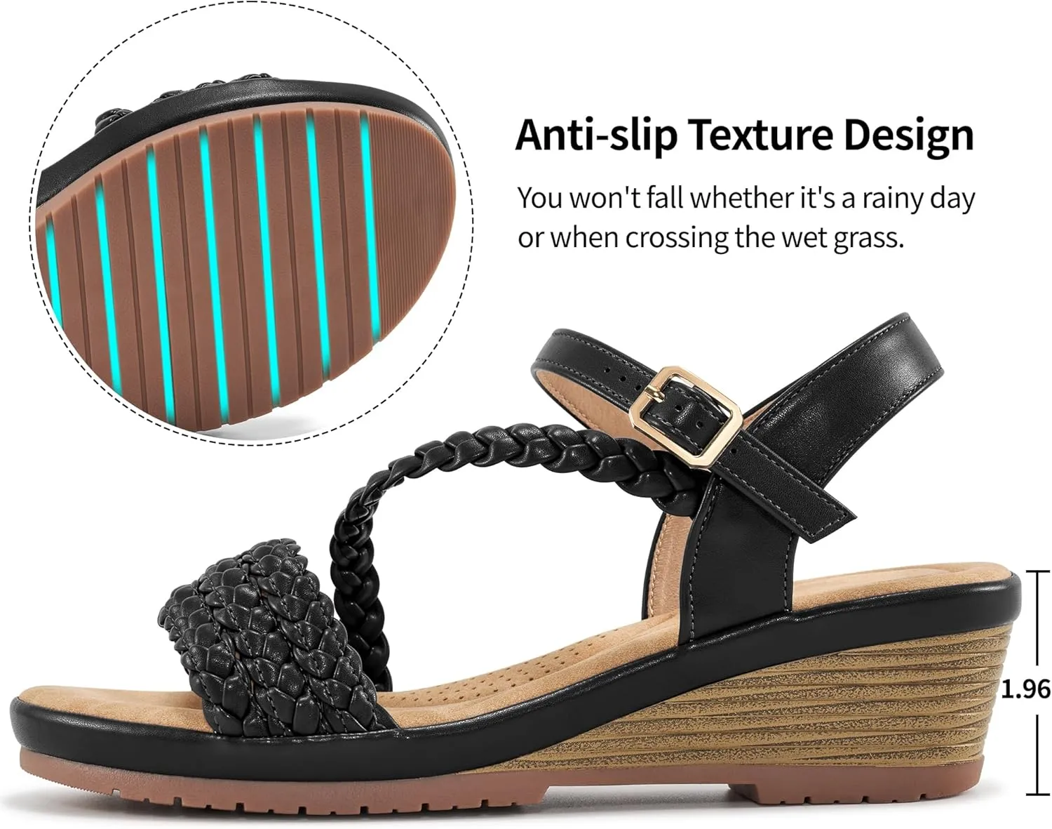 Aomigoct Wedge Sandals for Women Dressy: Comfortable Strappy Womens Platform Sandals - Casual Summer Wedding Walking Shoes