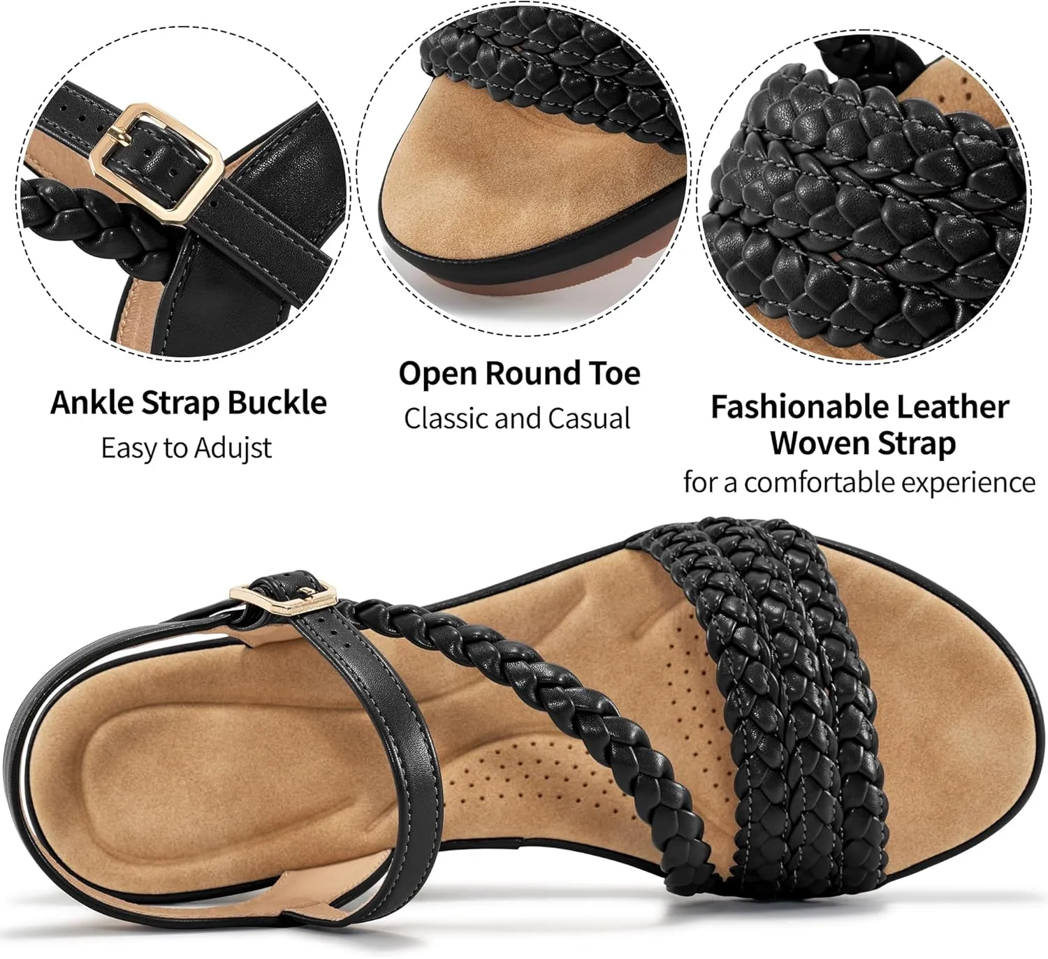 Aomigoct Wedge Sandals for Women Dressy: Comfortable Strappy Womens Platform Sandals - Casual Summer Wedding Walking Shoes