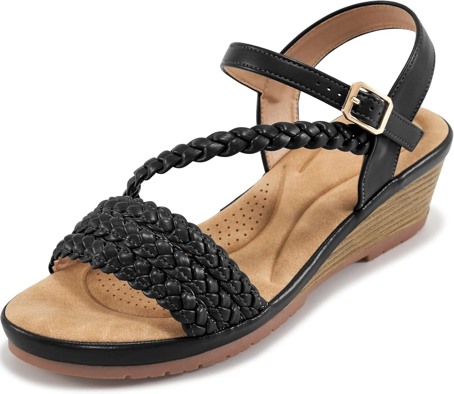 Aomigoct Wedge Sandals for Women Dressy: Comfortable Strappy Womens Platform Sandals - Casual Summer Wedding Walking Shoes