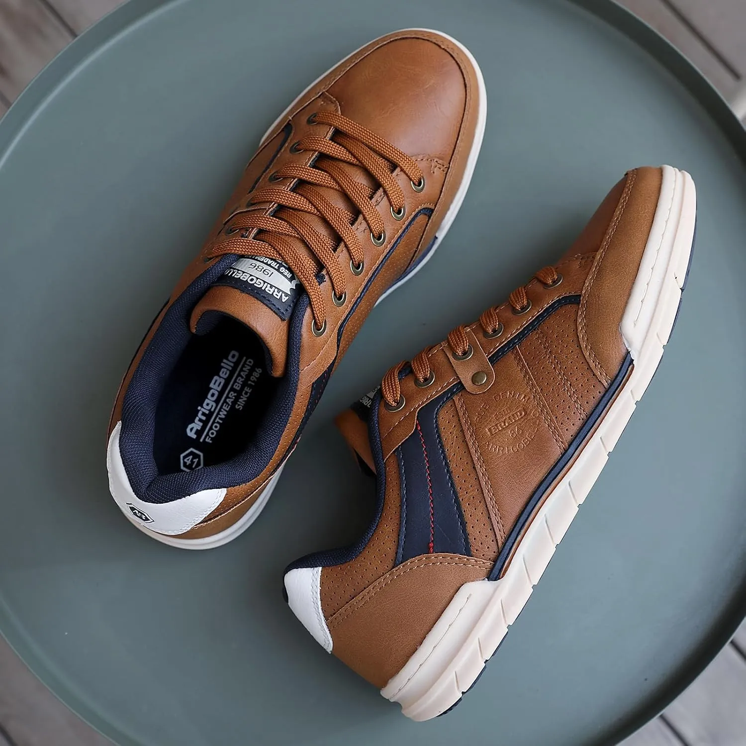 ARRIGO BELLO Mens Casual Shoes Fashion Sneakers Breathable Comfort Classic Lace-Up Low Top Walking Shoes