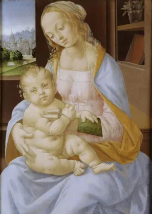 ARTSLSBS Famous Wall Art Picture Artworks Prints the Virgin and Child by Lorenzo Di Credi Animal Painting for Home Decor 60x90cm