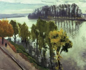 ARTSLSBS vintage Wall Art Picture Artworks Prints the River Seine As It Passes Through the Frette by Albert Marquet Animal Painting for Home Decor 60x90cm