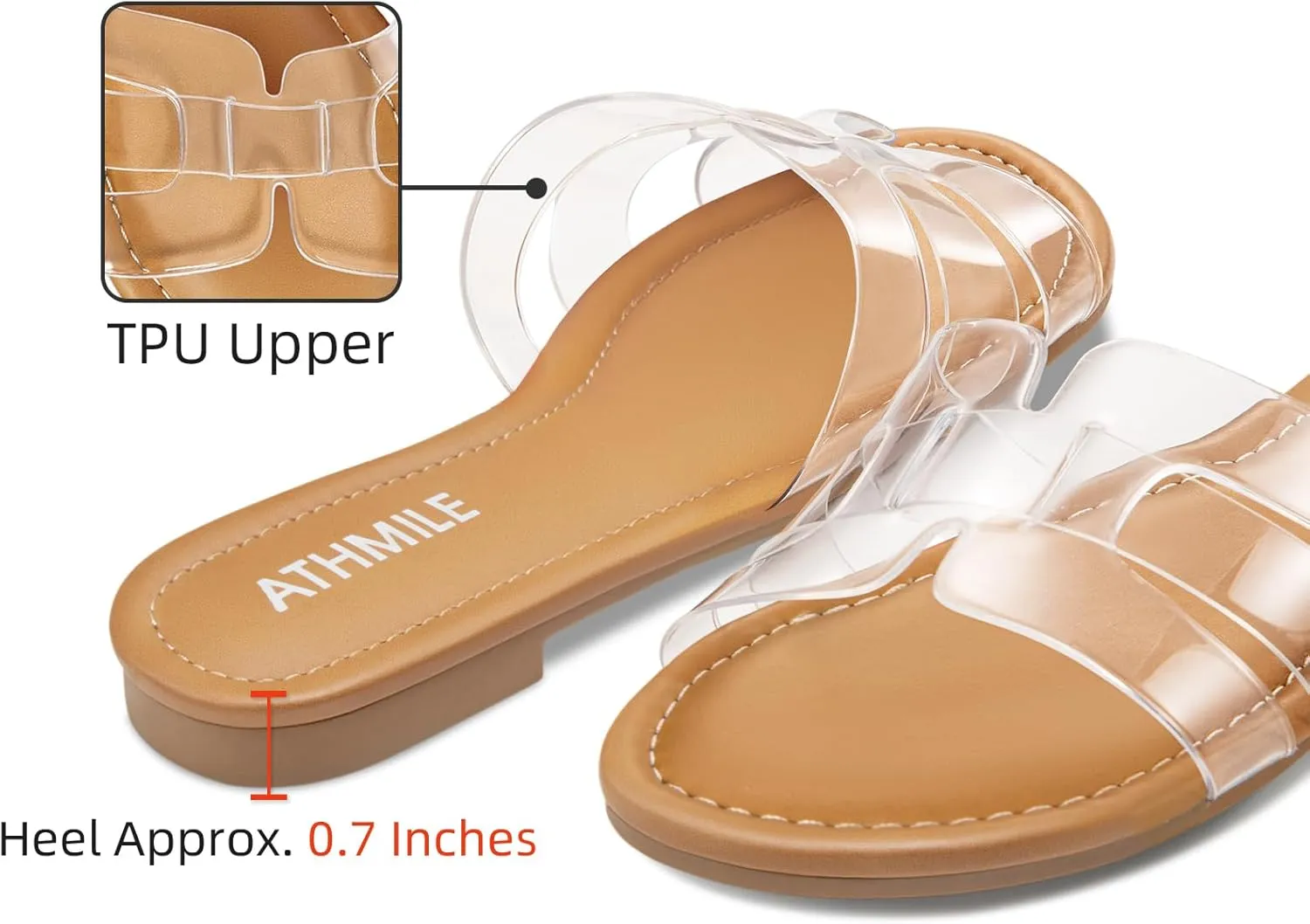 ATHMILE Sandals for Women 2025 Vacation Womens Sandals Dressy Summer Flats Sandals Women Slides for Party Wedding Beach