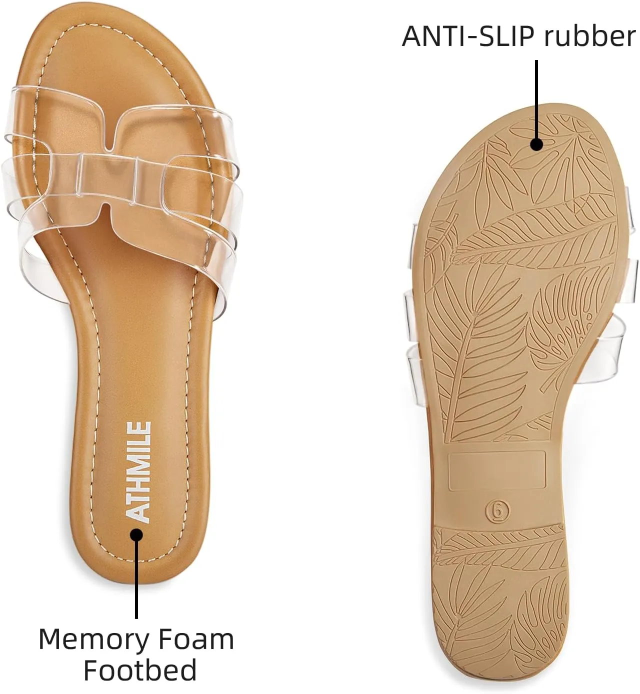 ATHMILE Sandals for Women 2025 Vacation Womens Sandals Dressy Summer Flats Sandals Women Slides for Party Wedding Beach