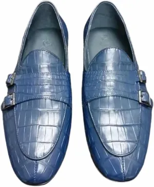 Authentic Crocodile Skin Business Casual Designer Men Blue Moccasins Genuine Alligator Leather Male Slip-on Dress Loafers
