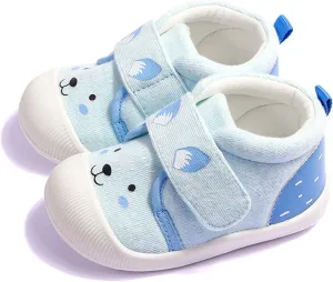 Baby Boys Girls Outdoor Cotton Breathable Sneakers Toddler Cartoon Rubber Soft Bottom Non-Slip First Walker Casual Shoes