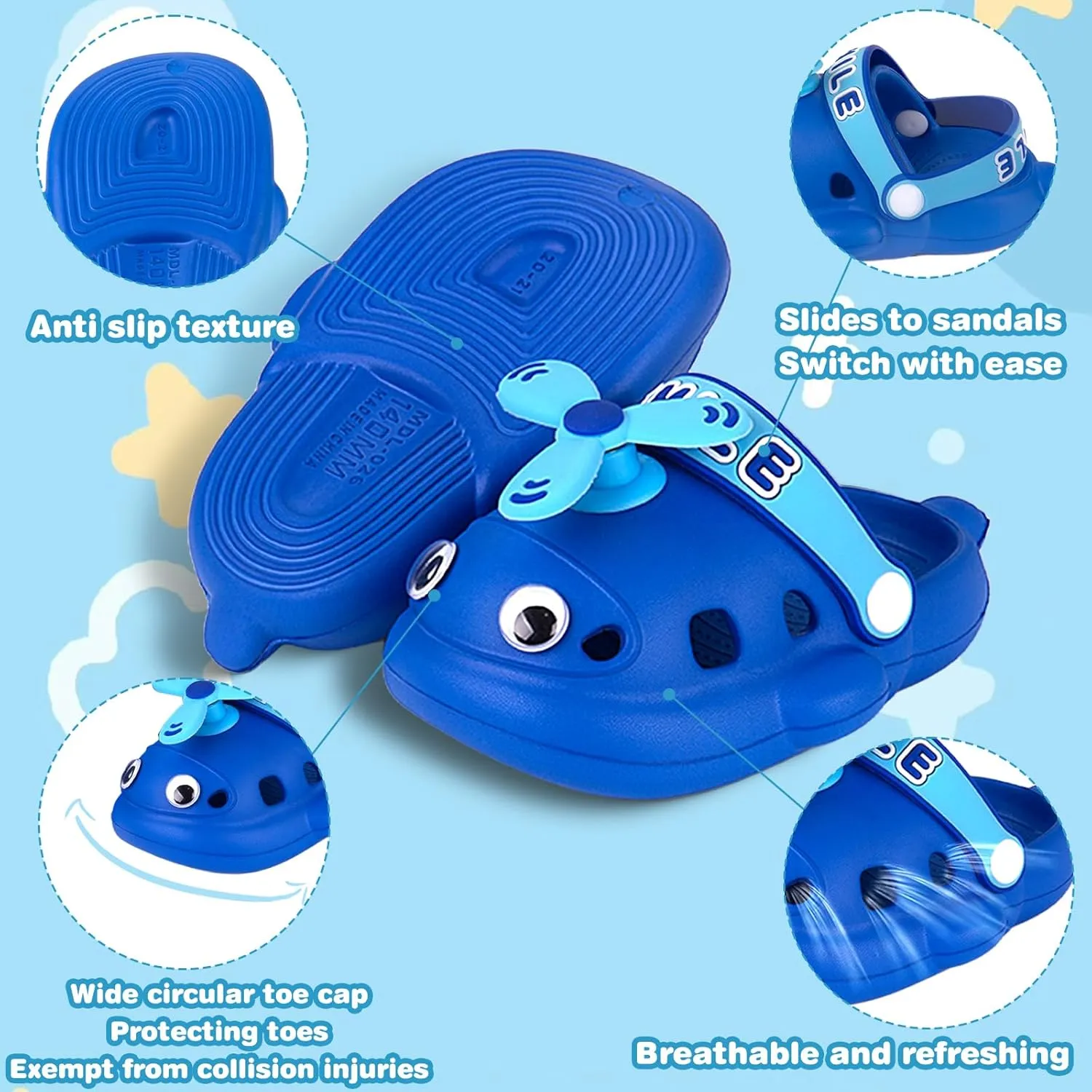 Baby Girls Boys Sandals Kid's Cute Lightweight Shoes Summer Premium Cartoon Sandals Children Caterpillar Non-Slip Beach Water Clogs Shoes Garden Slipper