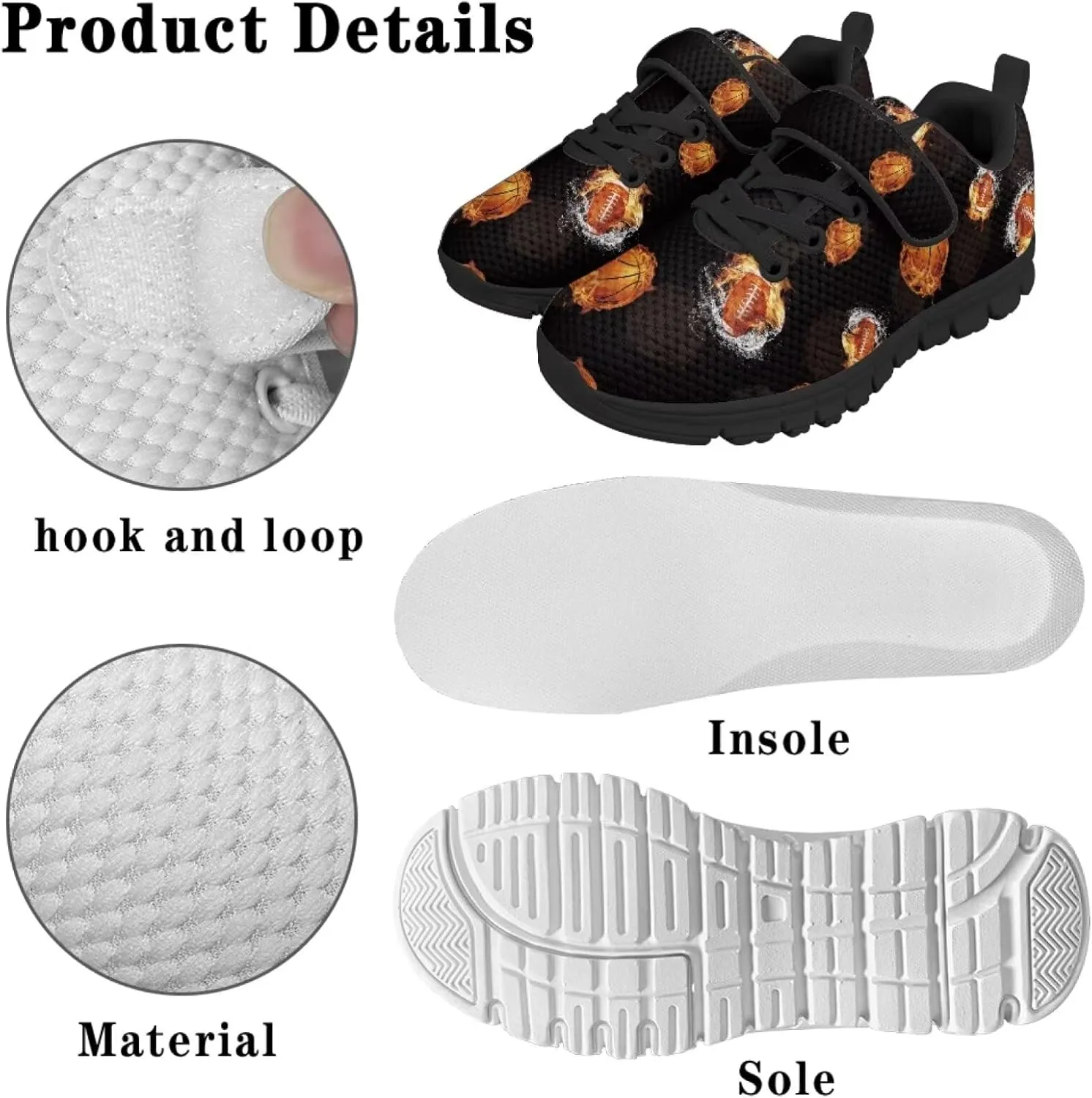 Ball Print Sport Athletic Shoes for Girls Boys Fashion Tennis Sneakers Running Walking Sneaker