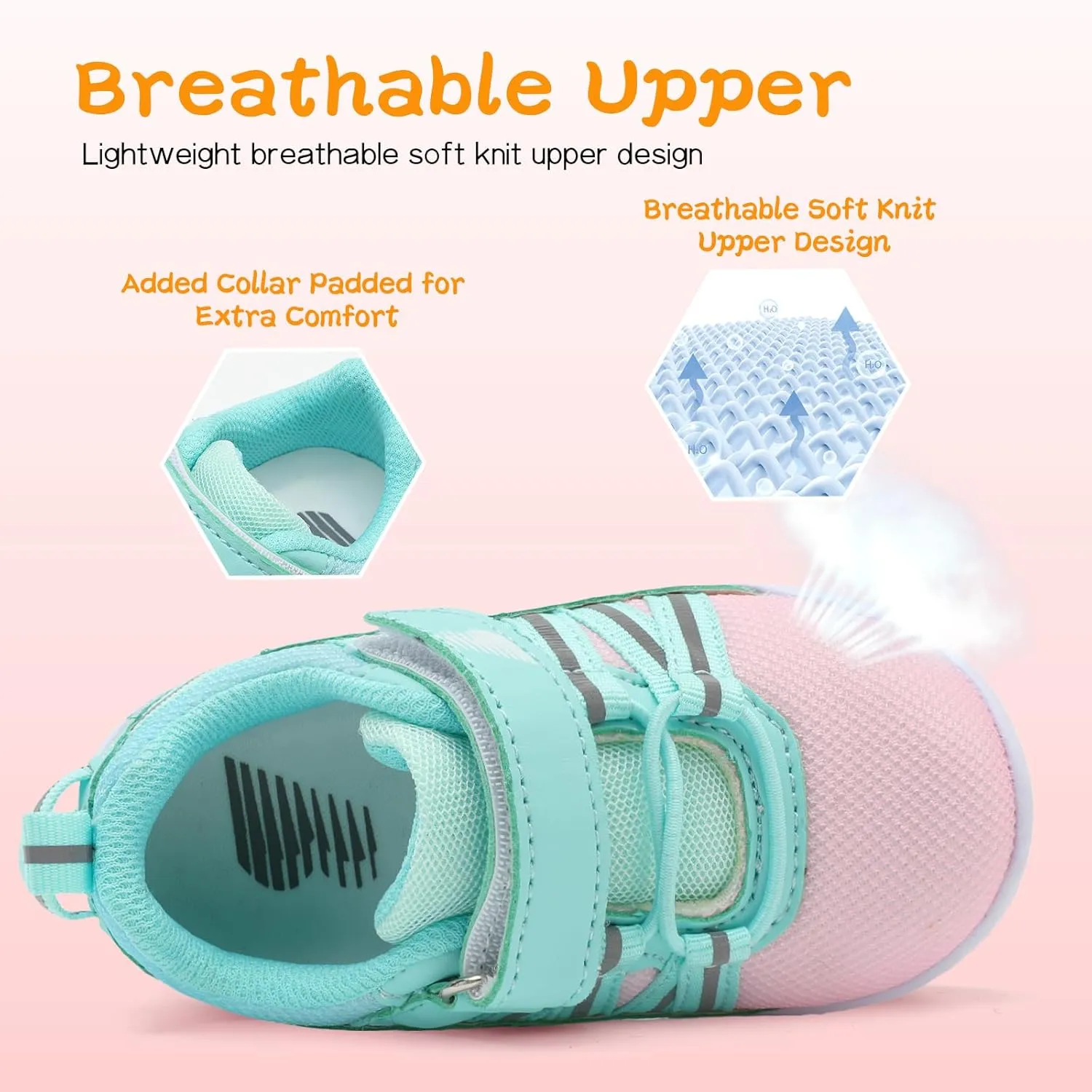 BARERUN Baby Sneakers Toddler Shoes Soft Anti-Slip Sole Newborn First Walkers Infant Toddler Breathable Athletic Running Shoes