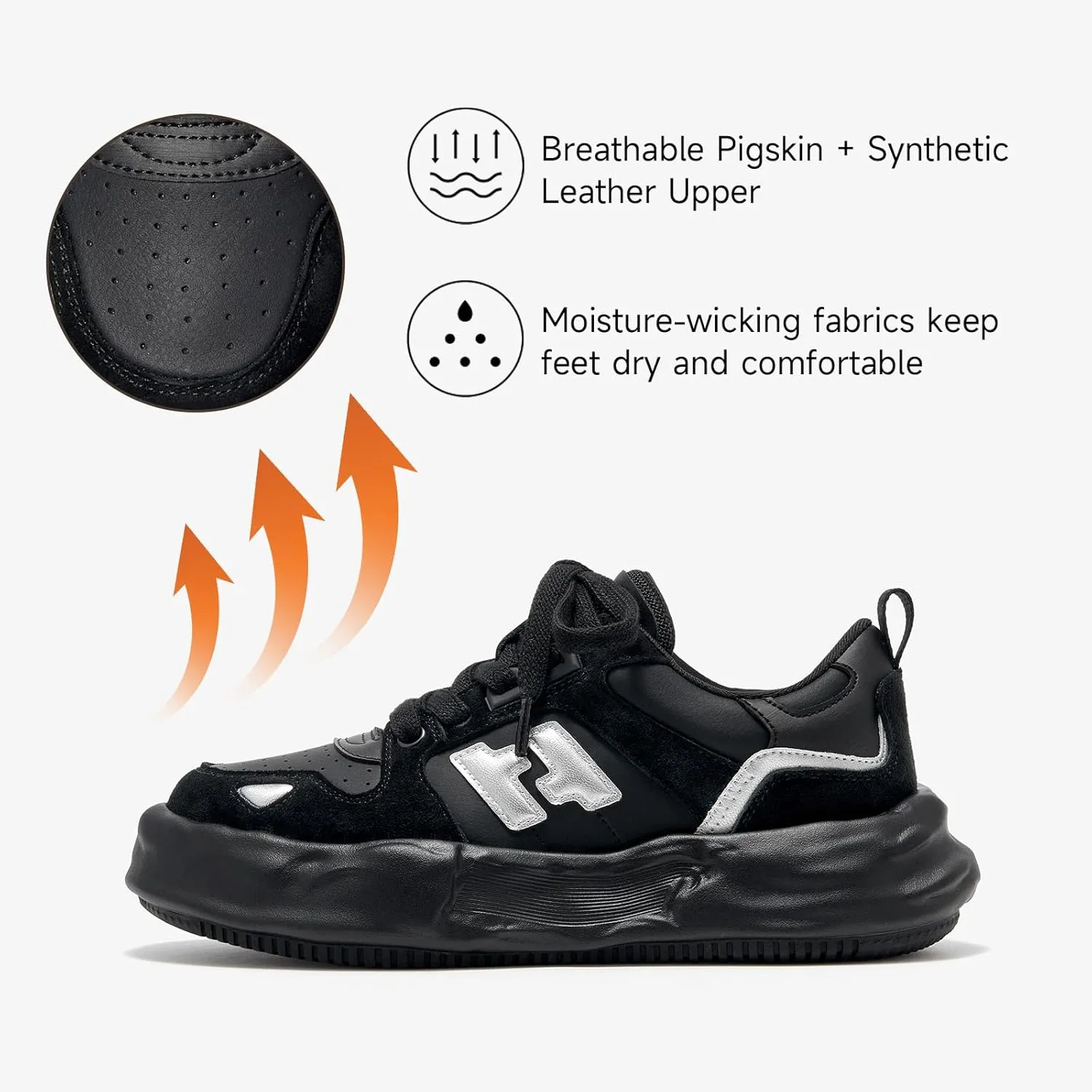 BEAU TODAY Chunky Sneakers for Women, Womens Fashion Sneakers, Breathable Comfort Casual Tennis Shoes, Lightweight Lace-up Sneakers for Travel Gym Work
