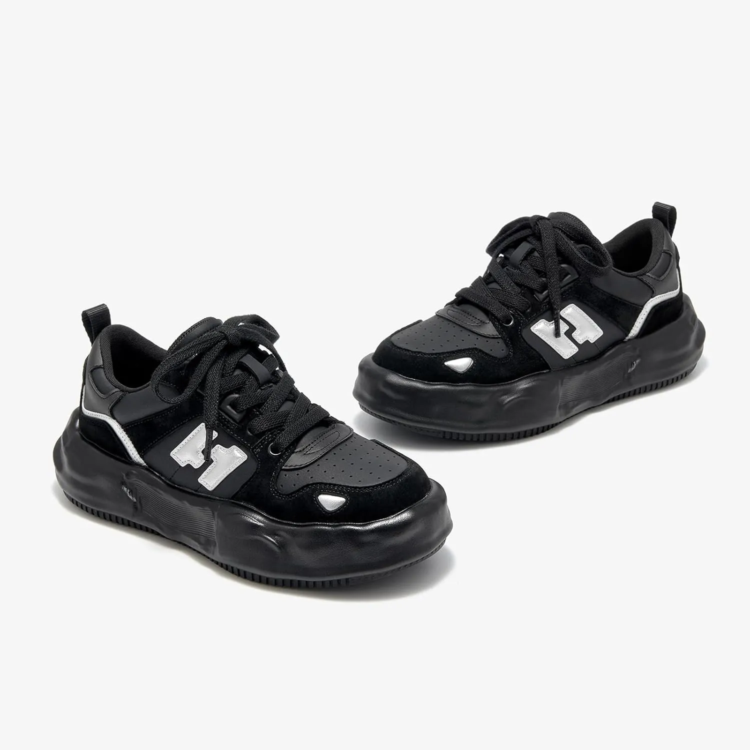 BEAU TODAY Chunky Sneakers for Women, Womens Fashion Sneakers, Breathable Comfort Casual Tennis Shoes, Lightweight Lace-up Sneakers for Travel Gym Work
