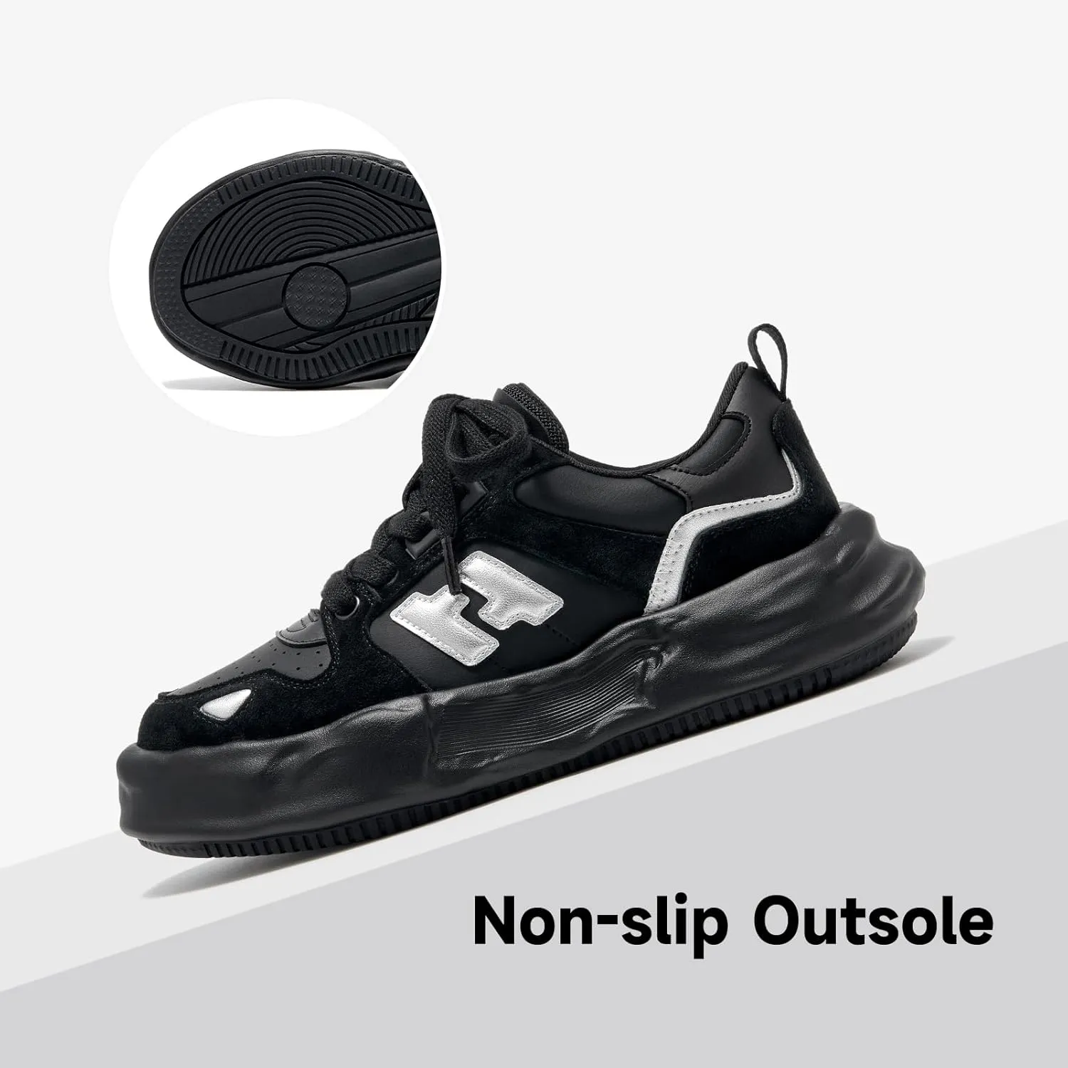 BEAU TODAY Chunky Sneakers for Women, Womens Fashion Sneakers, Breathable Comfort Casual Tennis Shoes, Lightweight Lace-up Sneakers for Travel Gym Work