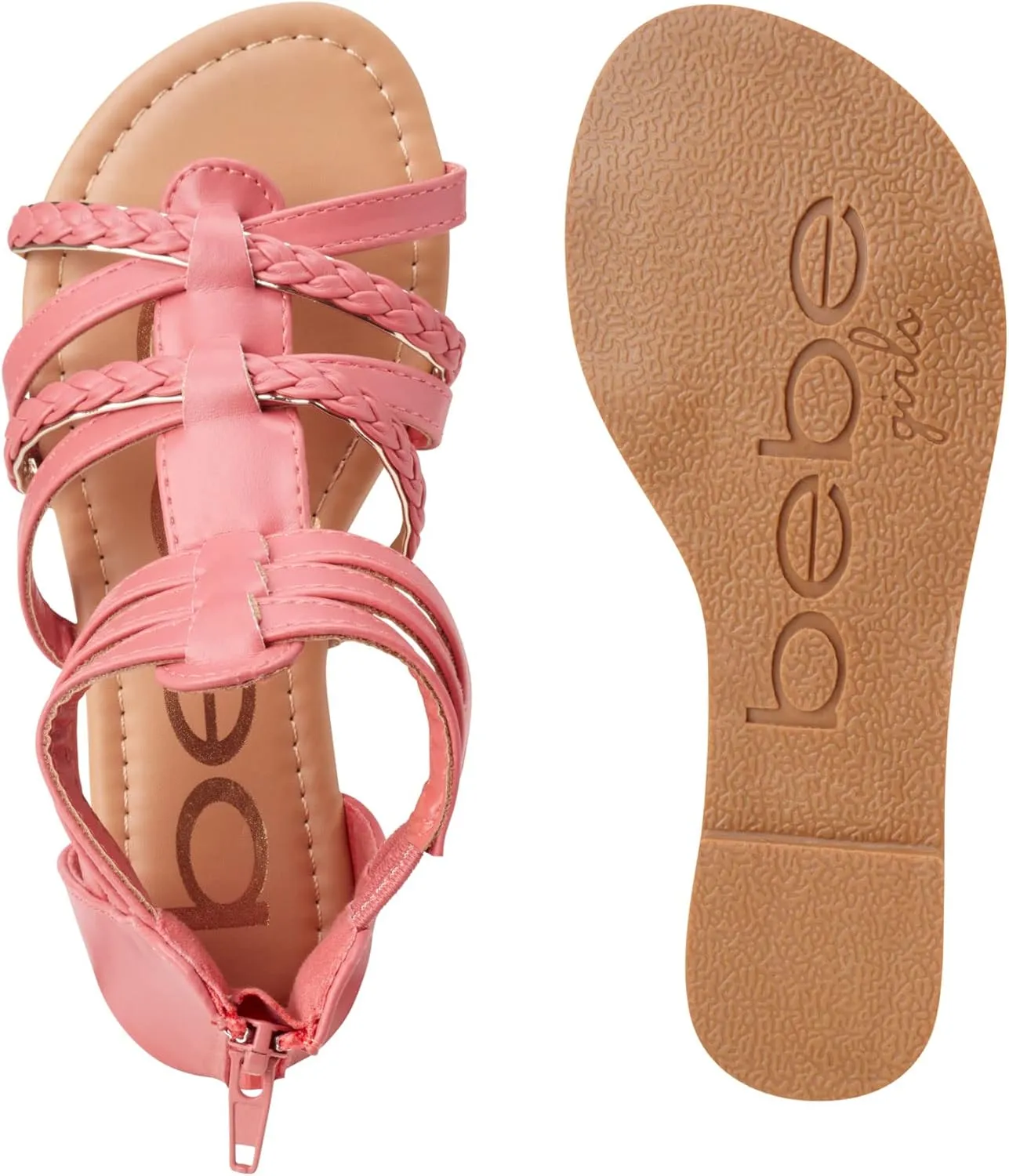 bebe Girls Sandals - Cute Open Toe Braided Strappy Gladiator Summer Sandals, Flower Girl Dress Shoes for Easter Beach Party