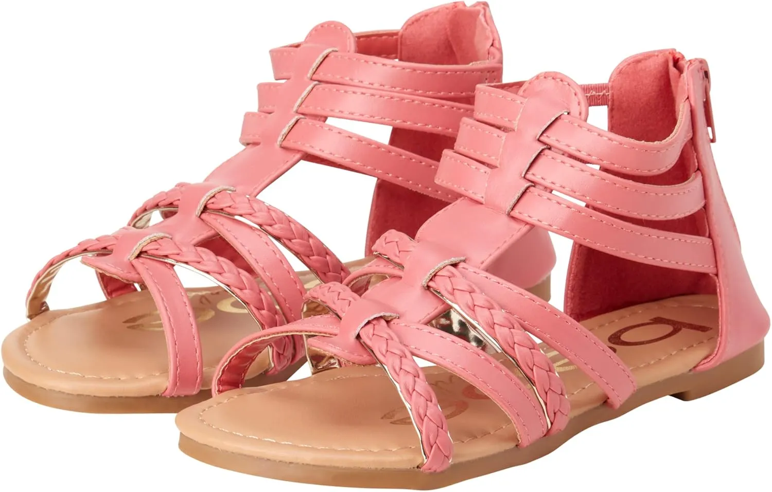 bebe Girls Sandals - Cute Open Toe Braided Strappy Gladiator Summer Sandals, Flower Girl Dress Shoes for Easter Beach Party