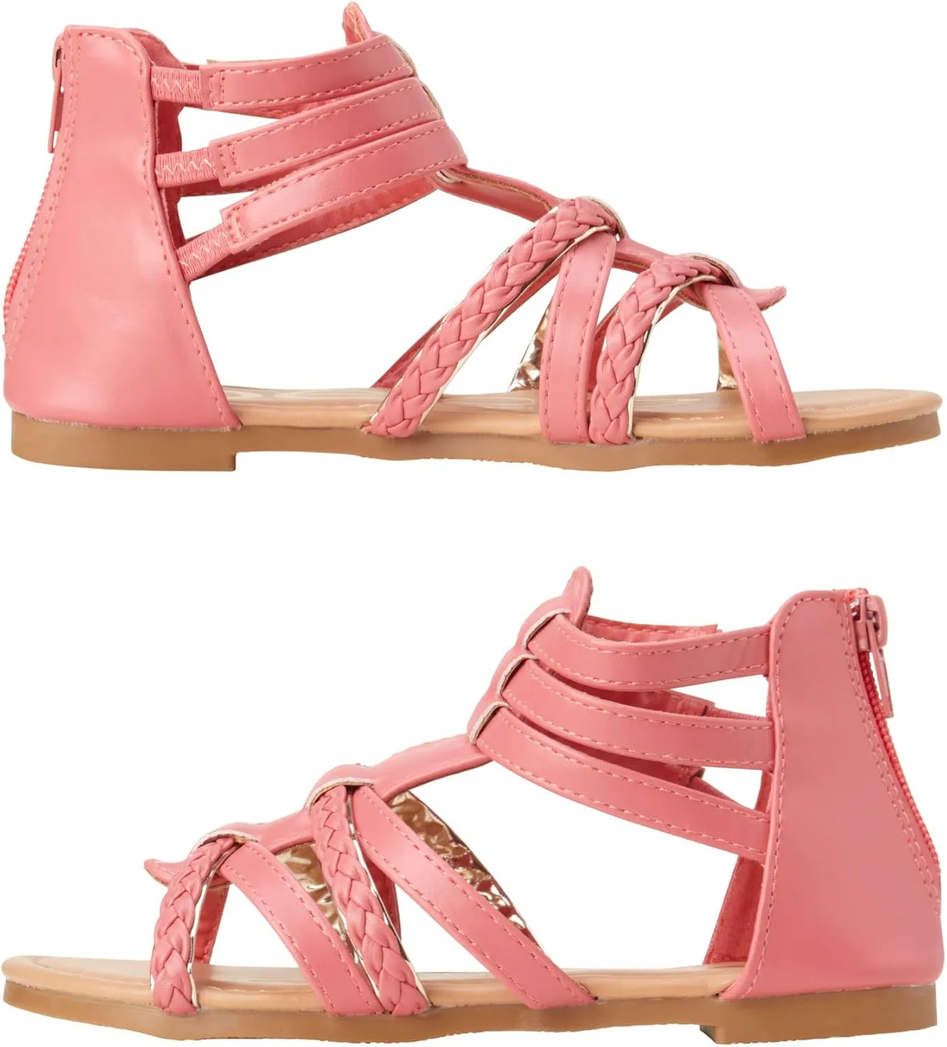 bebe Girls Sandals - Cute Open Toe Braided Strappy Gladiator Summer Sandals, Flower Girl Dress Shoes for Easter Beach Party