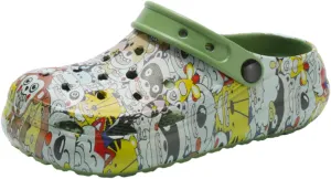 Big Kids Cartoon Garden Clogs – Lightweight EVA Slip On Shoes with Back Strap, Fun Animal Print Water Sandals for Boys and Girls, Beach Pool Yard Shower Shoes