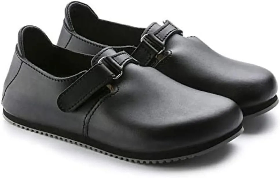 Birkenstock Linz Black Leather Sandals Regular Width