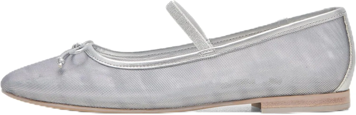 Black Mesh Flats for Women Breathable Mesh Ballet Flats with Cute Bows, Dressy Fishnet Shoes with Round Toe for Comfort and Style Size 8