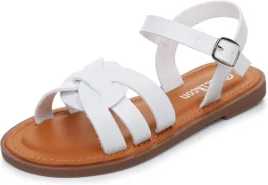 Blikcon Girls Open Toe Princess Flat Sandals Strappy Summer Sandals (Toddler/Little Kid)