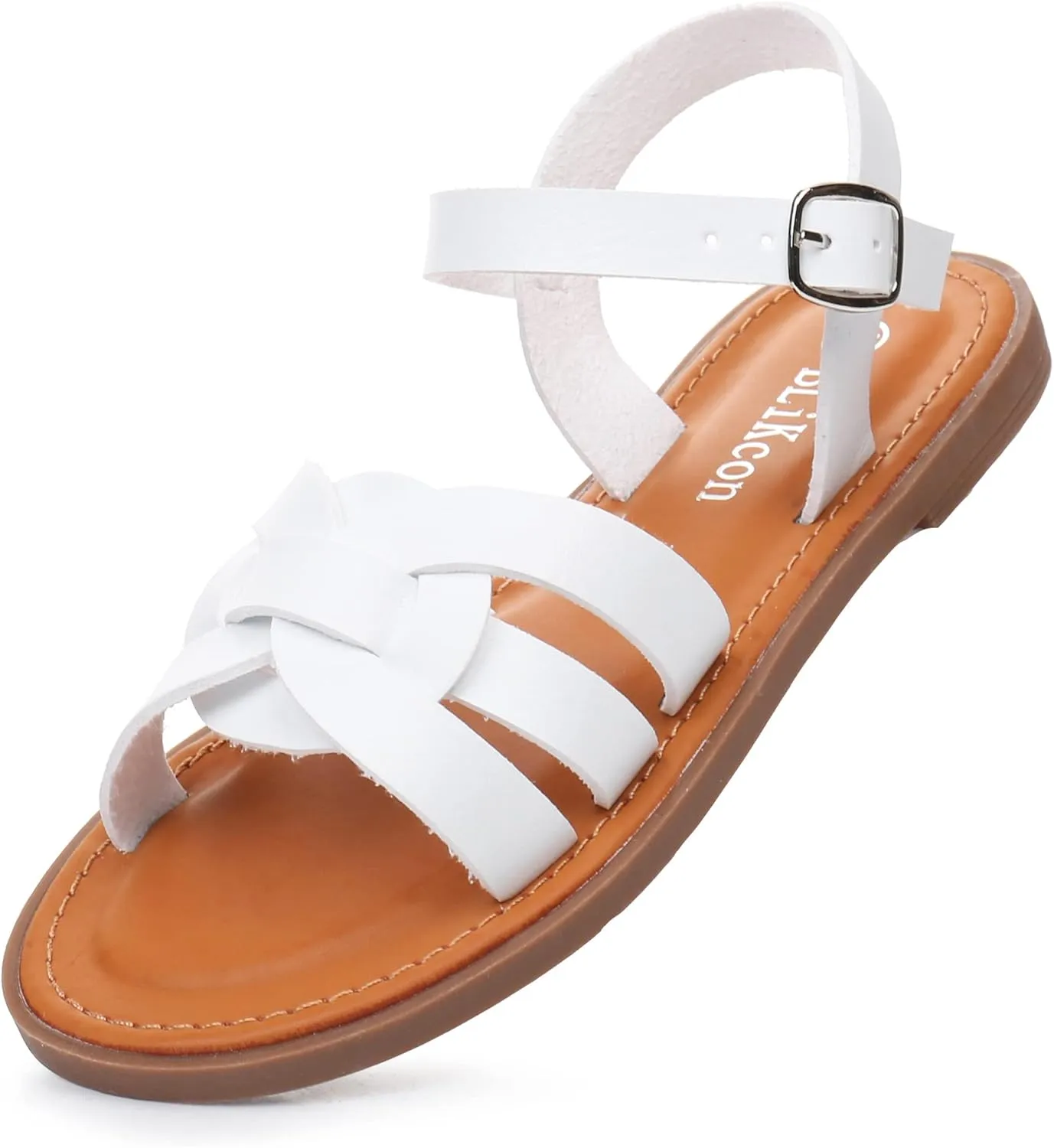 Blikcon Girls Open Toe Princess Flat Sandals Strappy Summer Sandals (Toddler/Little Kid)