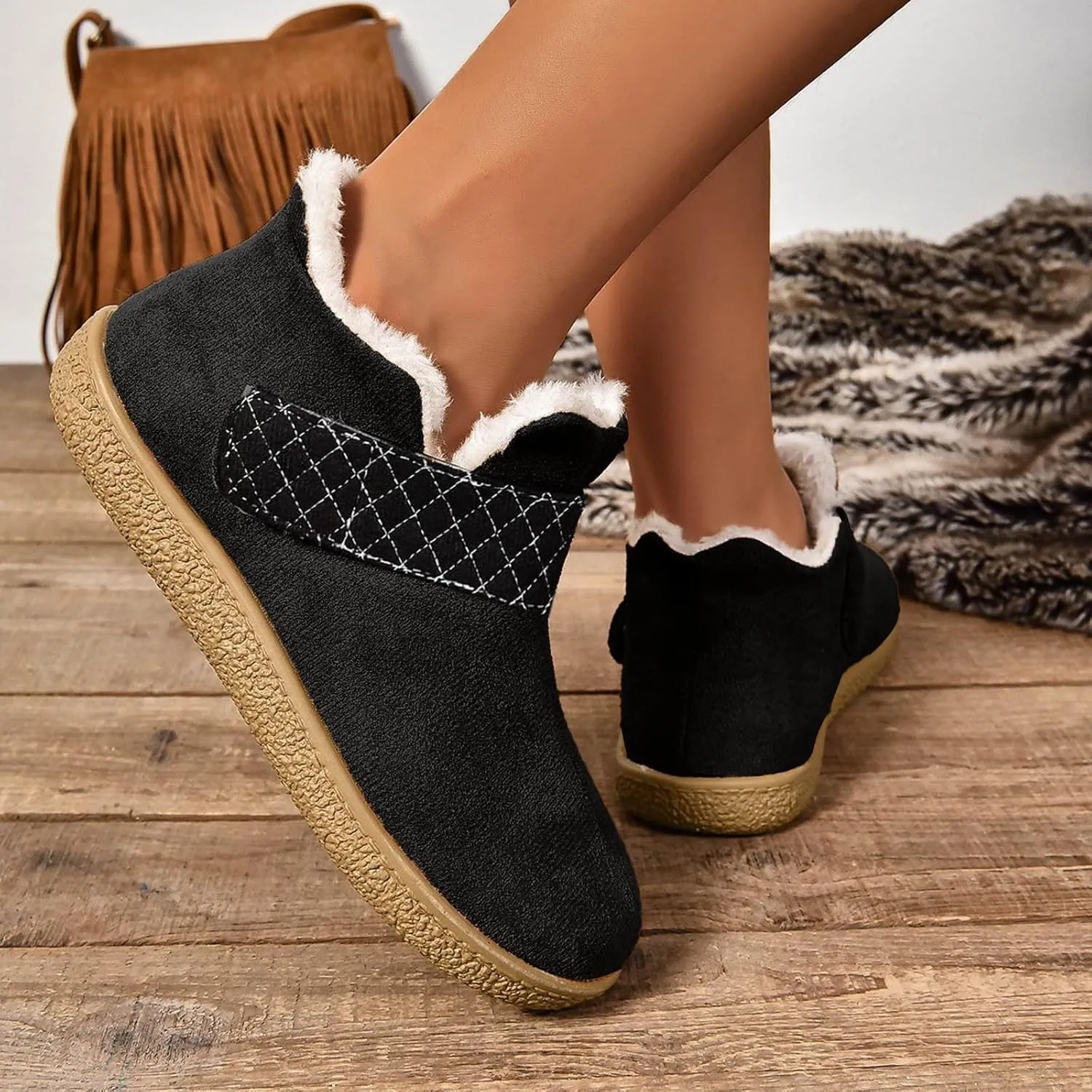 Boots for Women, Women's Ankle Boots Moccasin Boots Ladies Warm Winter Indoor Outdoor House Shoes With Memory Foam