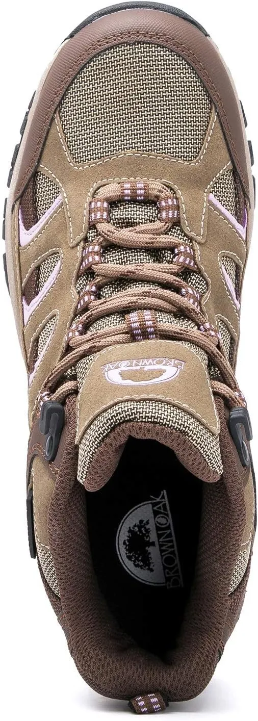 Brown Oak Womens Waterproof Outdoor Casual Trekking Camping Backpacking Shoes Work Hiking Boots