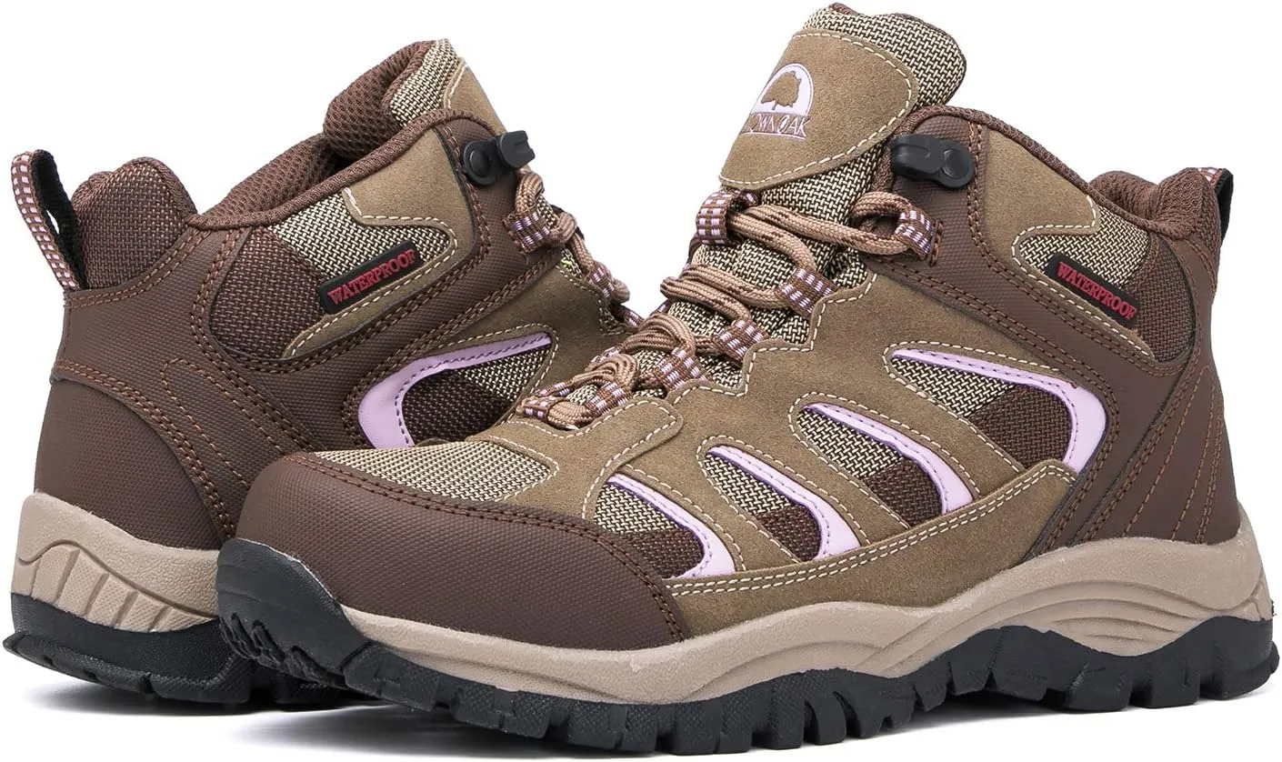 Brown Oak Womens Waterproof Outdoor Casual Trekking Camping Backpacking Shoes Work Hiking Boots