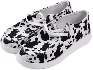 Canvas Sneakers for Women Slip-Ons Flats Ladies Loafers Men Comfort Lace Up Loafers Shoes Foam Flat Shoes Lace-Up Slip On Women Comfortable Print Sneakers