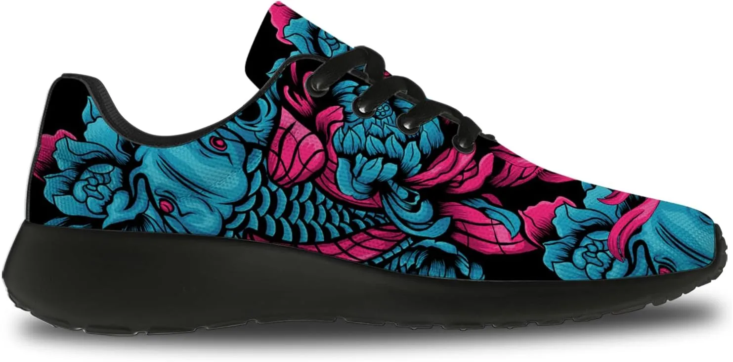 Carp Print Shoes for Men Women Lightweight Comfort Running Tennis Walking Sneakers Gifts for Boyfriend Girlfriend