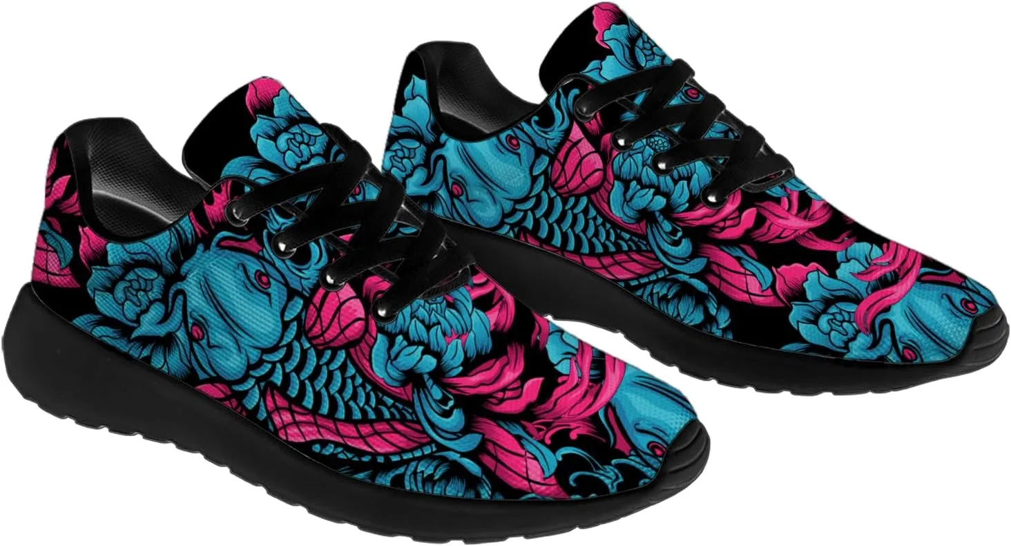 Carp Print Shoes for Men Women Lightweight Comfort Running Tennis Walking Sneakers Gifts for Boyfriend Girlfriend