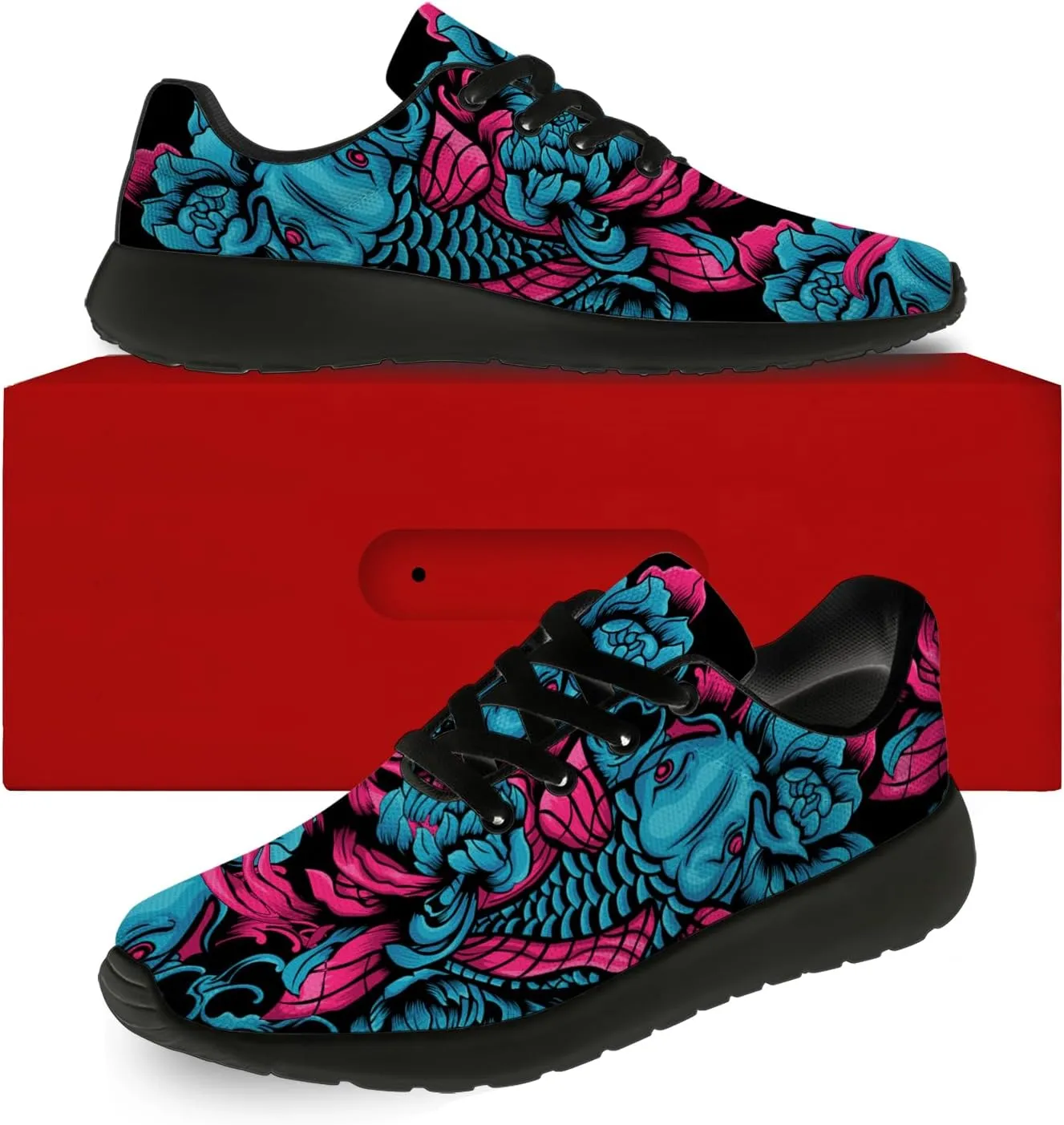 Carp Print Shoes for Men Women Lightweight Comfort Running Tennis Walking Sneakers Gifts for Boyfriend Girlfriend